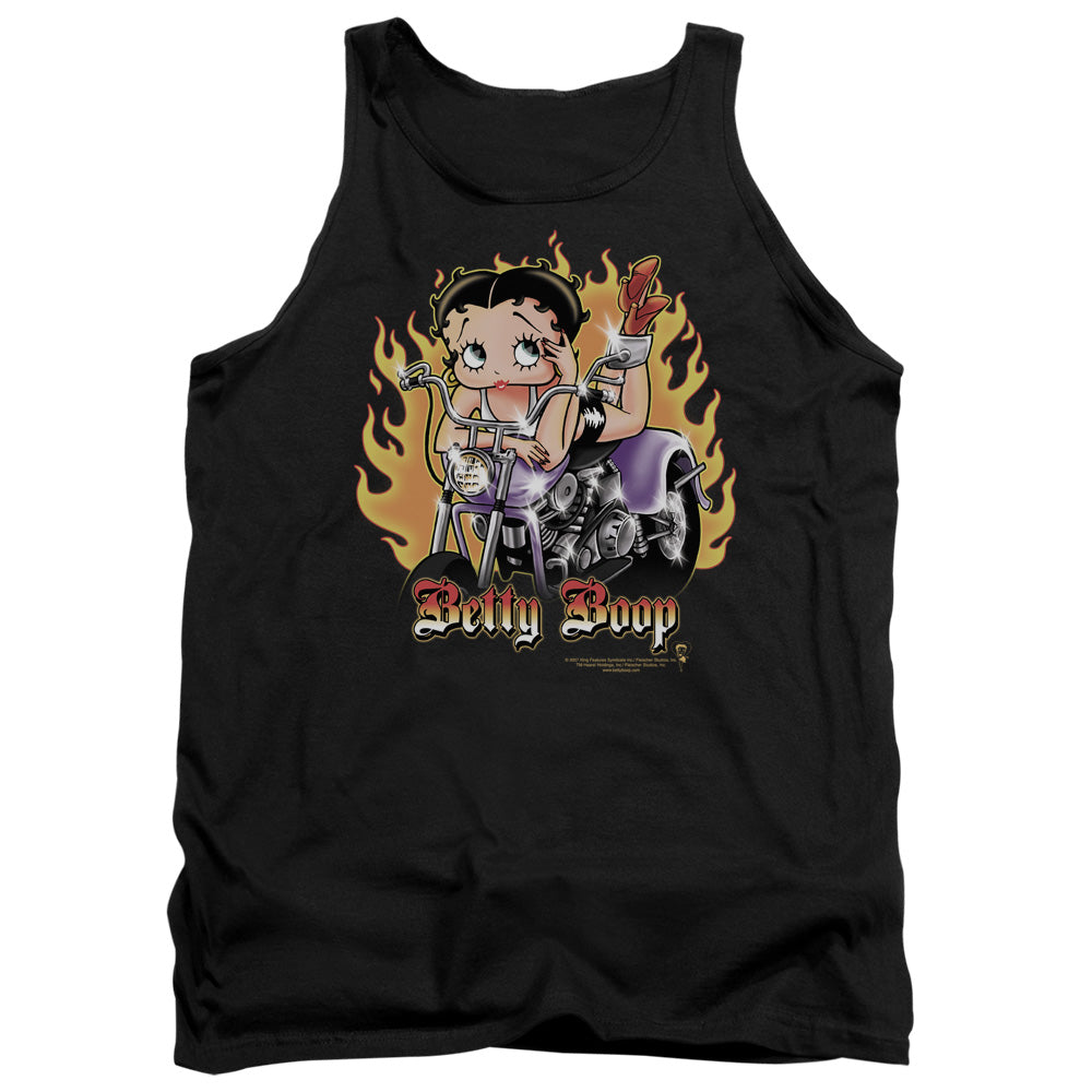 Betty Boop - Biker Flames Boop - Adult Tank - Black