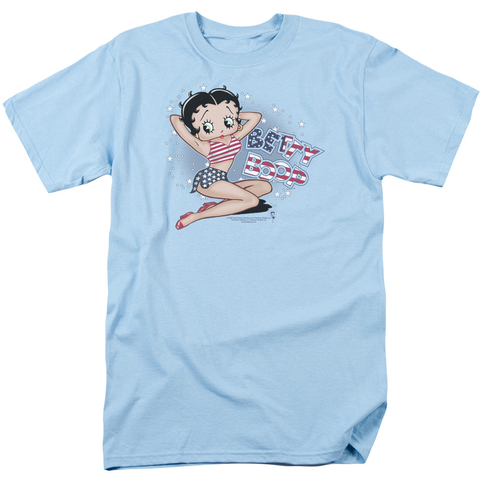 Betty Boop - All American Girl - Short Sleeve Adult 18/1 - Light Blue T-shirt