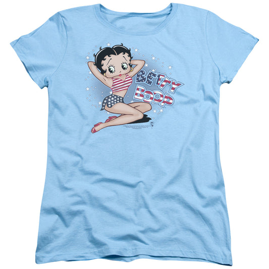 BETTY BOOP ALL AMERICAN GIRL - S/S WOMENS TEE - LIGHT BLUE T-Shirt