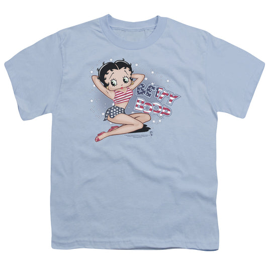 Betty Boop - All American Girl - Short Sleeve Youth 18/1 - Light Blue T-shirt