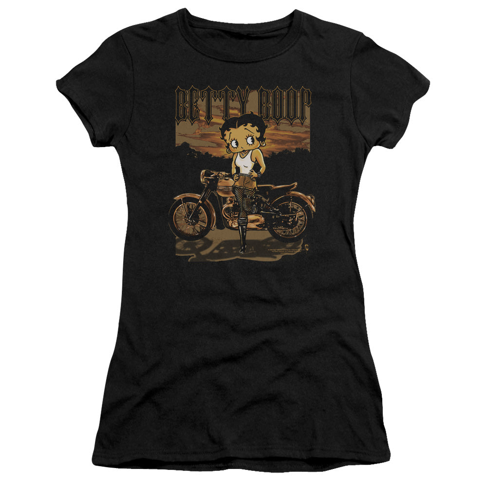 Betty Boop - Rebel Rider - Short Sleeve Junior Sheer - Black T-shirt