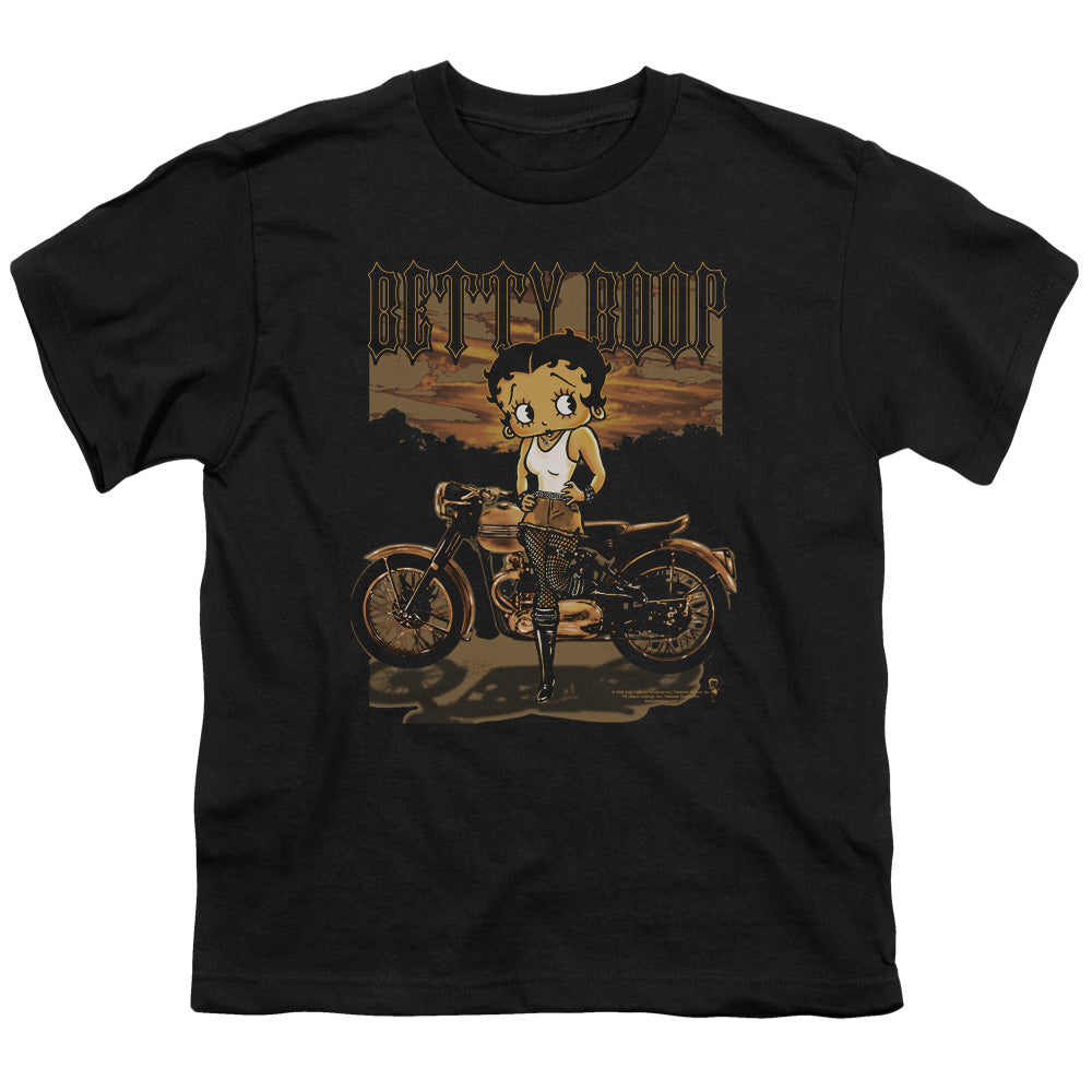 Betty Boop - Rebel Rider - Short Sleeve Youth 18/1 - Black T-shirt