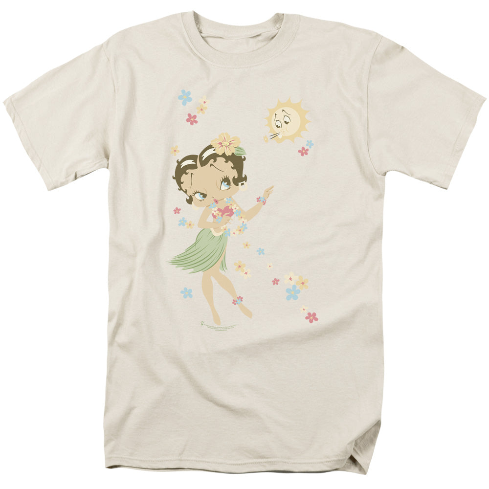 Betty Boop - Hula Flowers - Short Sleeve Adult 18/1 - Cream T-shirt