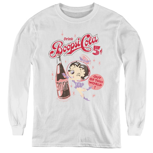 Betty Boop - Boopsi Cola - Youth Long Sleeve Tee - White