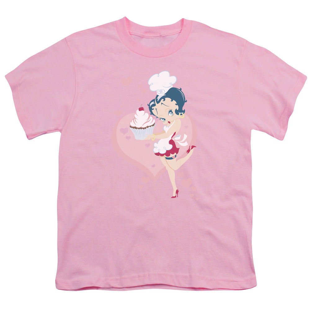 Betty Boop - Cupcake - Short Sleeve Youth 18/1 - Pink T-shirt