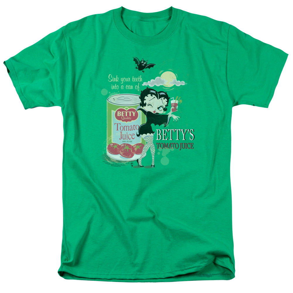 Betty Boop - Vampire Tomato Juice - Short Sleeve Adult 18/1 - Kelly Green T-shirt