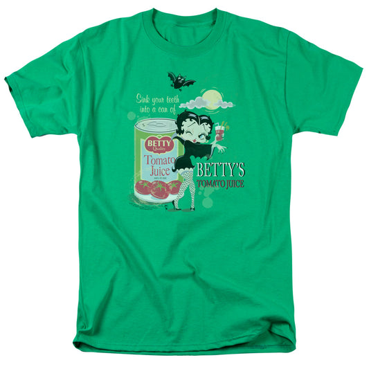 Betty Boop - Vampire Tomato Juice - Short Sleeve Adult 18/1 - Kelly Green T-shirt