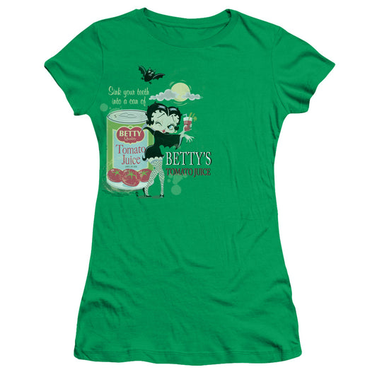 Betty Boop - Vampire Tomato Juice - Short Sleeve Junior Sheer - Kelly Green T-shirt