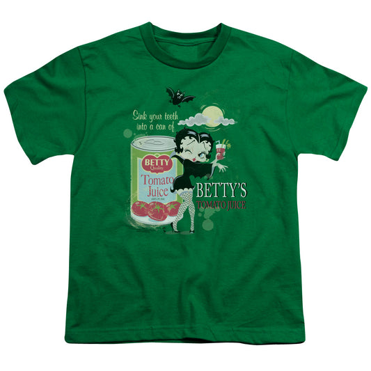 Betty Boop - Vampire Tomato Juice - Short Sleeve Youth 18/1 - Kelly Green T-shirt