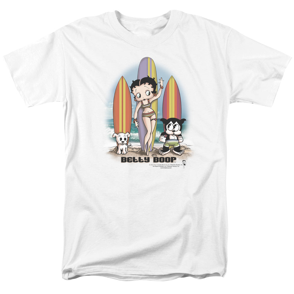 Betty Boop - Surfers - Short Sleeve Adult 18/1 - White T-shirt