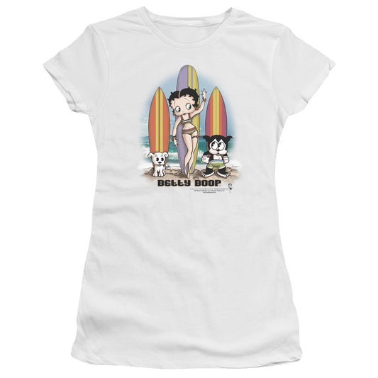 Betty Boop - Surfers - Short Sleeve Junior Sheer - White T-shirt