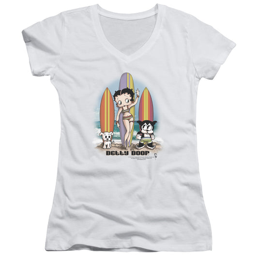 Betty Boop - Surfers - Junior V-neck - White