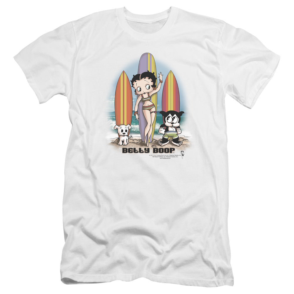Betty Boop - Surfers-premuim Canvas Adult Slim Fit 30/1 - White