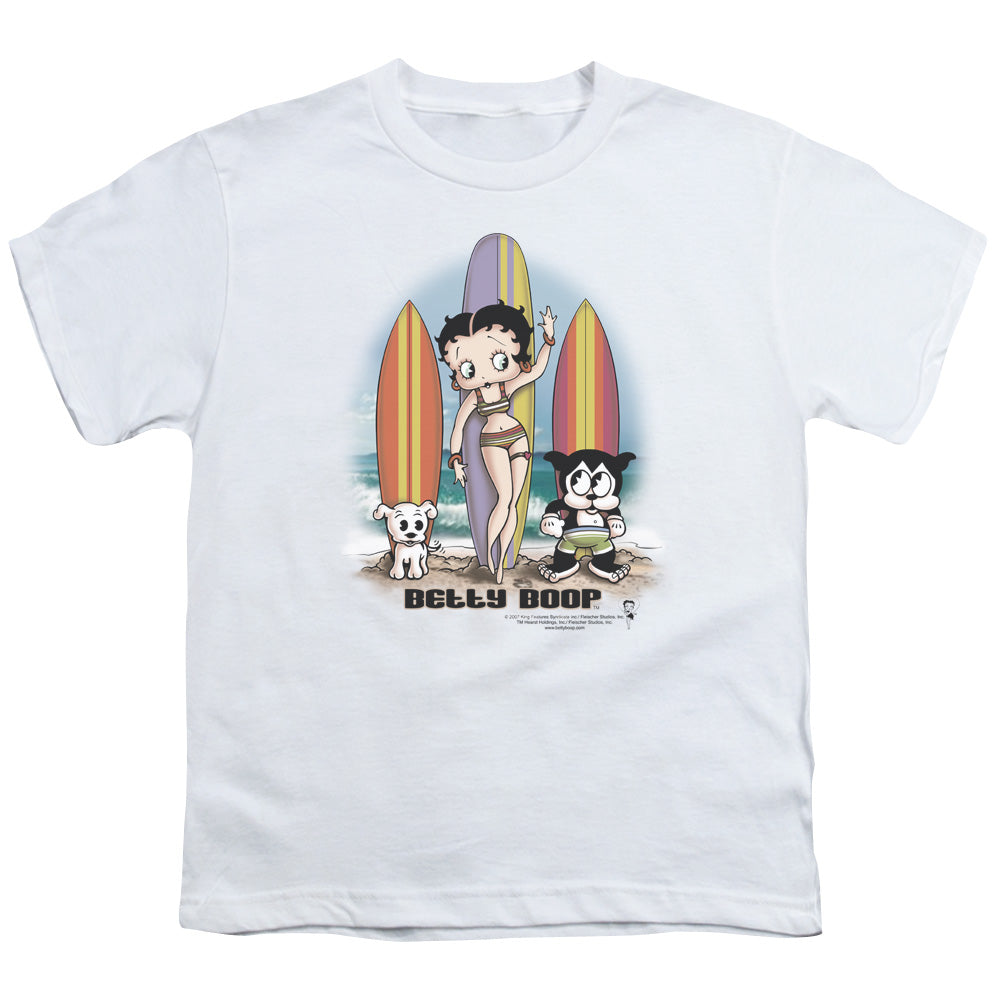 Betty Boop - Surfers - Short Sleeve Youth 18/1 - White T-shirt