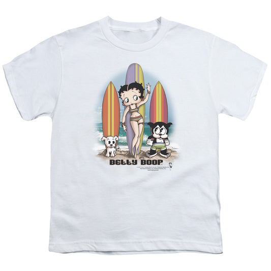 Betty Boop - Surfers - Short Sleeve Youth 18/1 - White T-shirt
