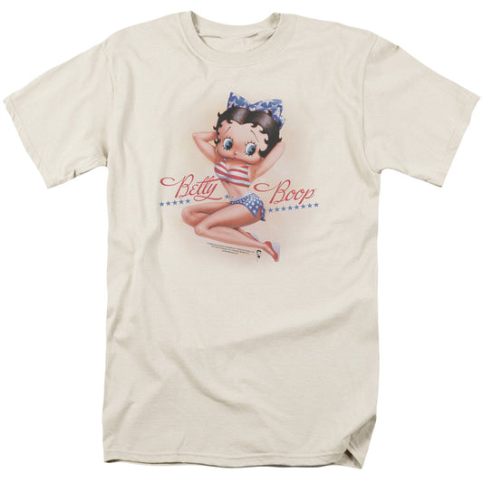 Betty Boop - Stars And Stripes Forever - Short Sleeve Adult 18/1 - Cream T-shirt