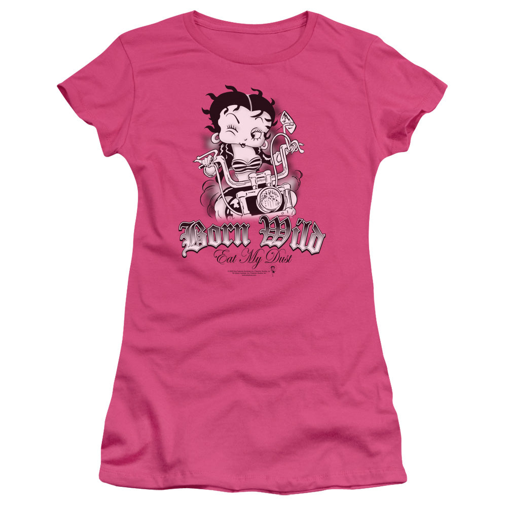 Betty Boop - Born Wild - Short Sleeve Junior Sheer - Hot Pink T-shirt