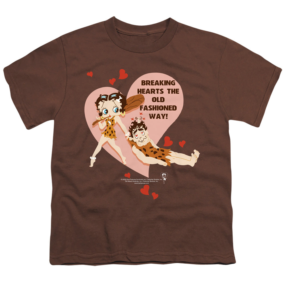 Betty Boop - Breaking Hearts - Short Sleeve Youth 18/1 - Coffee T-shirt