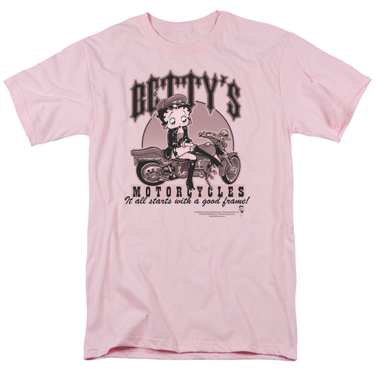 Betty Boop - Bettys Motorcycles - Short Sleeve Adult 18/1 - Pink T-shirt