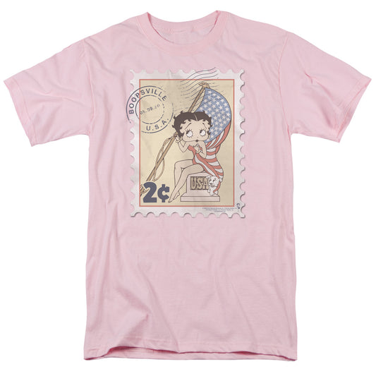 Betty Boop - Vintage Stamp - Short Sleeve Adult 18/1 - Pink T-shirt