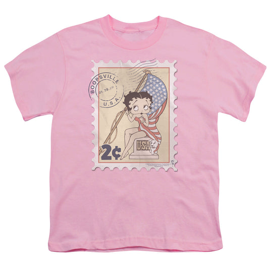 Betty Boop - Vintage Stamp - Short Sleeve Youth 18/1 - Pink T-shirt