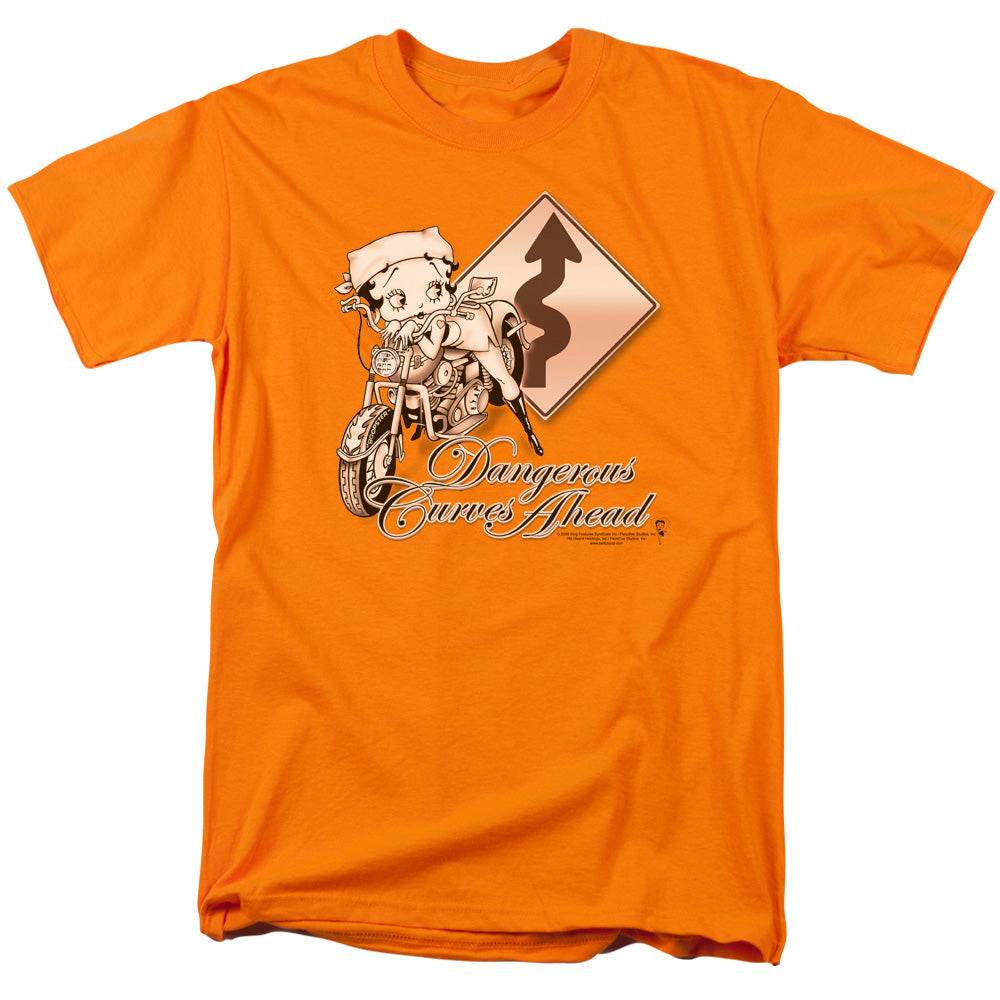 Betty Boop - Dangerous Curves - Short Sleeve Adult 18/1 - Orange T-shirt