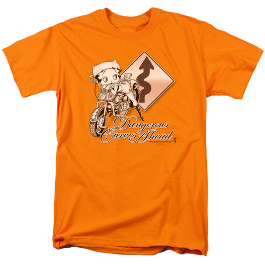 Betty Boop - Dangerous Curves - Short Sleeve Adult 18/1 - Orange T-shirt