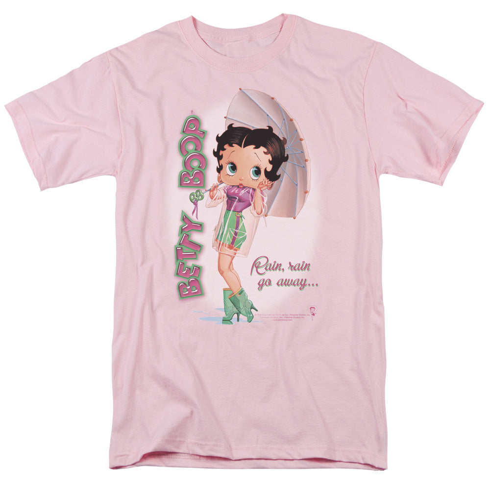 Betty Boop - Rain Rain Go Away - Short Sleeve Adult 18/1 - Pink T-shirt