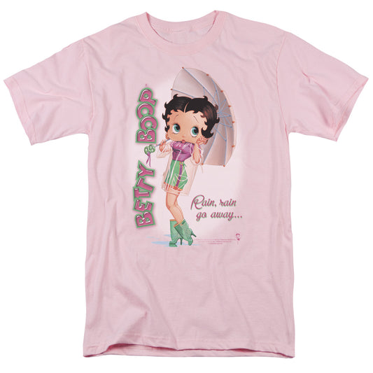 Betty Boop - Rain Rain Go Away - Short Sleeve Adult 18/1 - Pink T-shirt