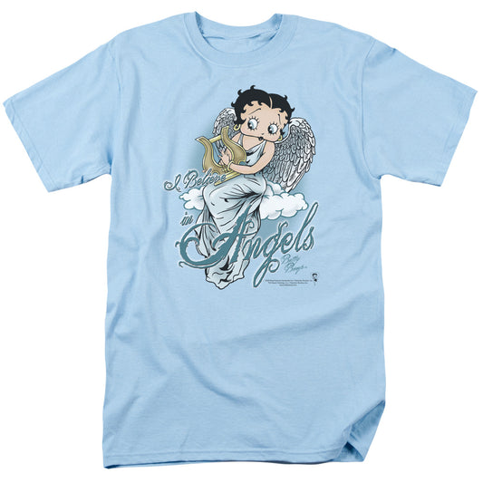 Betty Boop - I Believe In Angels - Short Sleeve Adult 18/1 - Light Blue T-shirt