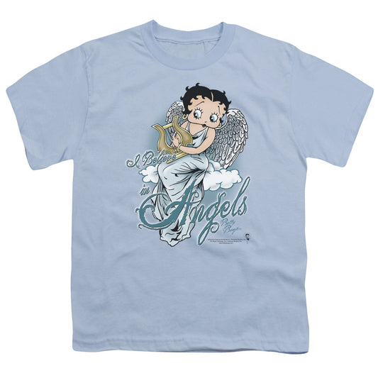 Betty Boop - I Believe In Angels - Short Sleeve Youth 18/1 - Light Blue T-shirt