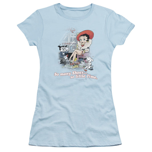 Betty Boop - So Many Shoes - Short Sleeve Junior Sheer - Light Blue T-shirt