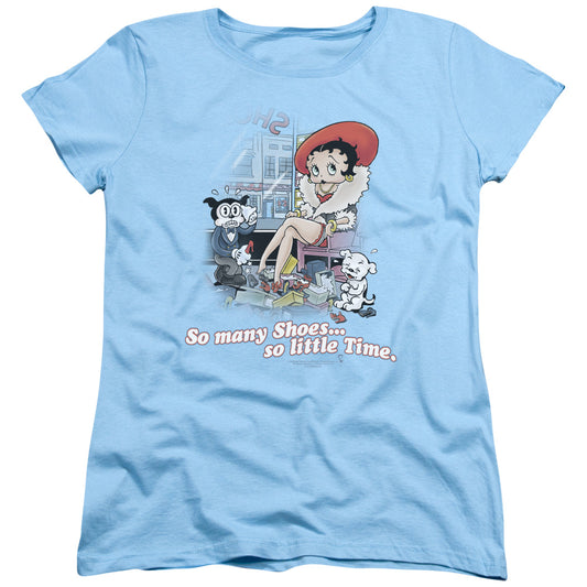 Betty Boop - So Many Shoes - Short Sleeve Womens Tee - Light Blue T-shirt