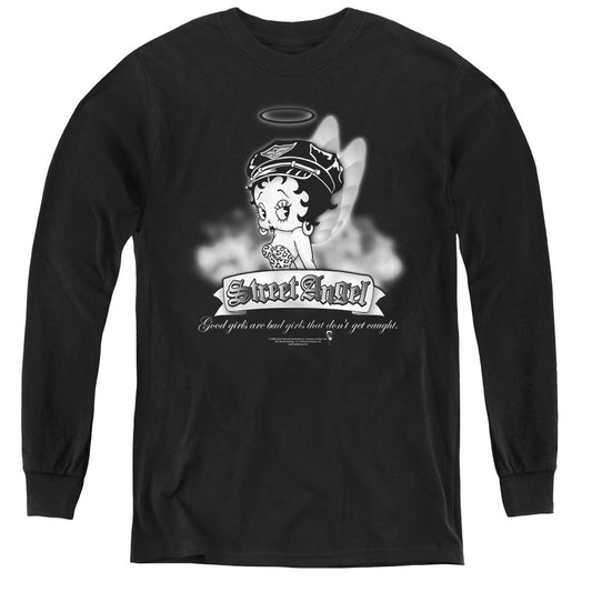 Betty Boop Street Angel - Youth Long Sleeve Tee - Black