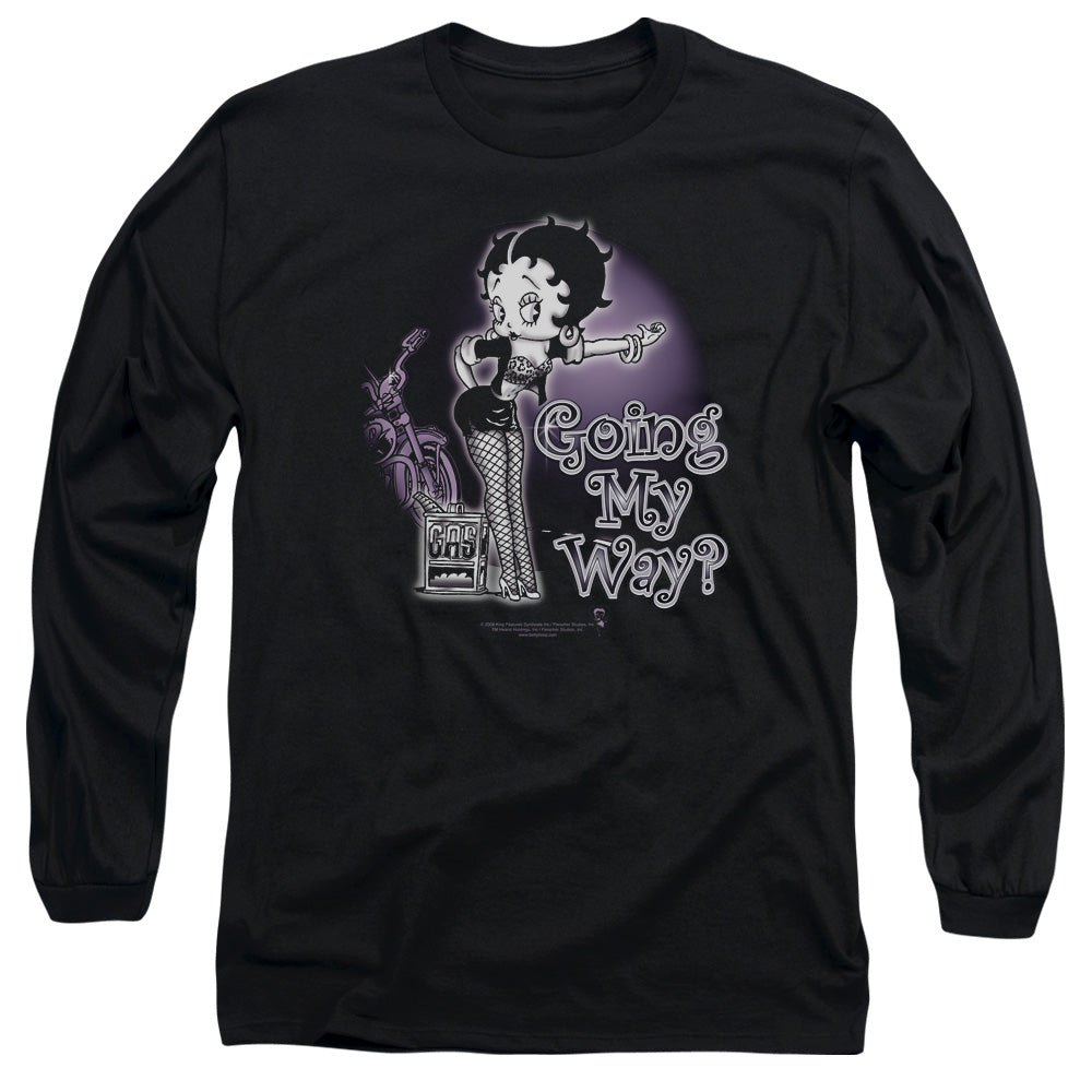 Betty Boop - My Way - Long Sleeve Adult 18/1 - Black T-shirt