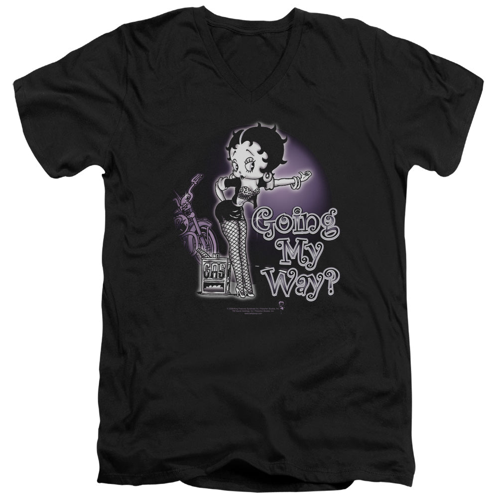 Betty Boop - My Way - Short Sleeve Adult V-neck - Black T-shirt