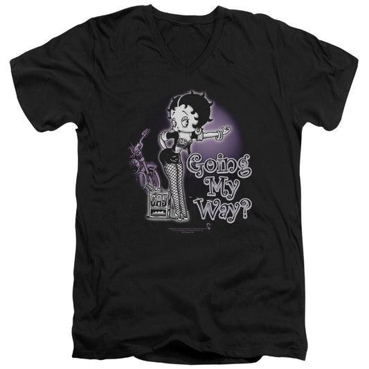 Betty Boop - My Way - Short Sleeve Adult V-neck - Black T-shirt