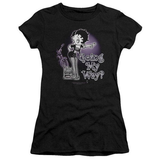 Betty Boop - My Way - Short Sleeve Junior Sheer - Black T-shirt
