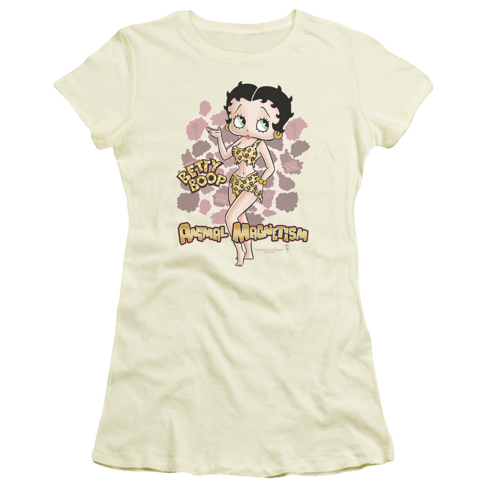 Betty Boop - Animal Magnetism - Short Sleeve Junior Sheer - Cream T-shirt