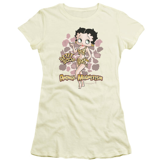 Betty Boop - Animal Magnetism - Short Sleeve Junior Sheer - Cream T-shirt