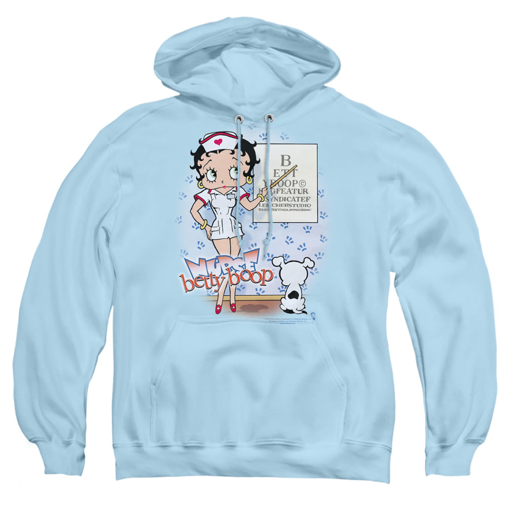 Betty Boop - Eyechart - Adult Pull-over Hoodie - Light Blue