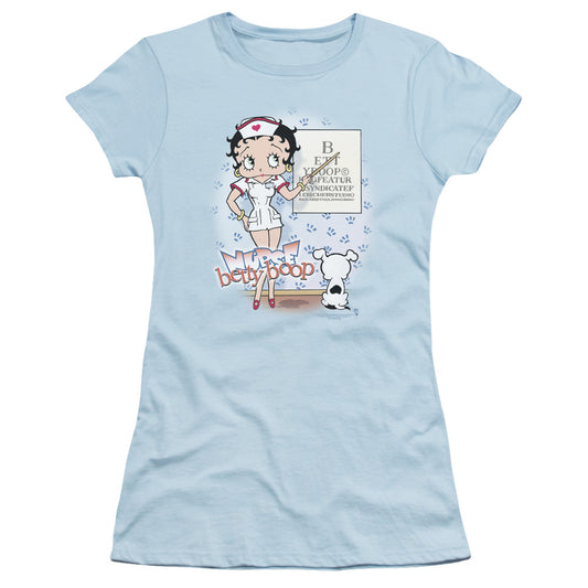 Betty Boop - Eyechart - Short Sleeve Junior Sheer - Light Blue T-shirt