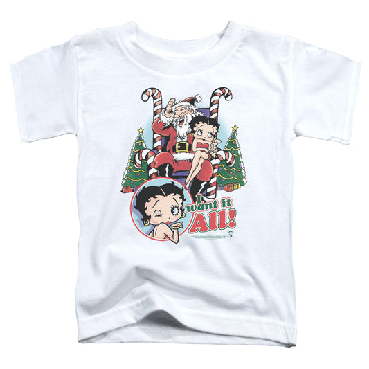 Betty Boop - I Want It All - Short Sleeve Toddler Tee - White T-shirt