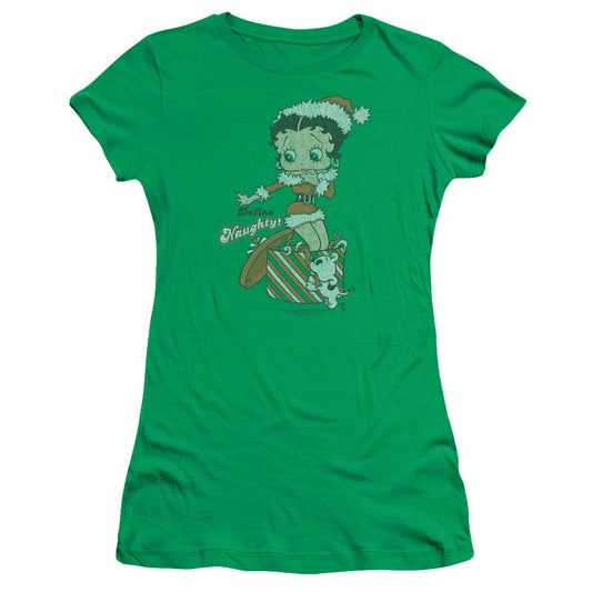 Betty Boop - Define Naughty - Short Sleeve Junior Sheer - Kelly Green T-shirt