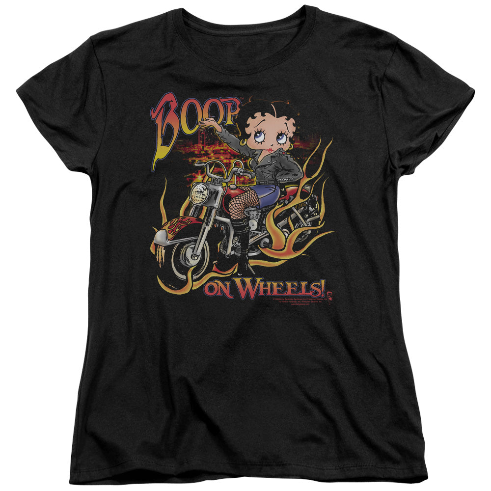 Betty Boop - On Wheels - Short Sleeve Womens Tee - Black T-shirt