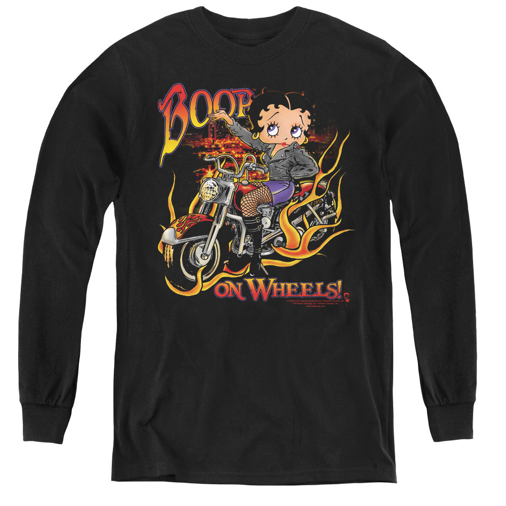 Betty Boop - On Wheels - Youth Long Sleeve Tee - Black