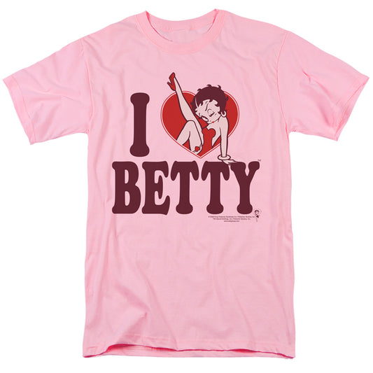 Betty Boop - I Heart Betty - Short Sleeve Adult 18/1 - Pink T-shirt