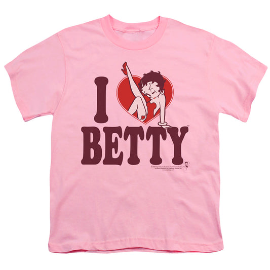 Betty Boop - I Heart Betty - Short Sleeve Youth 18/1 - Pink T-shirt