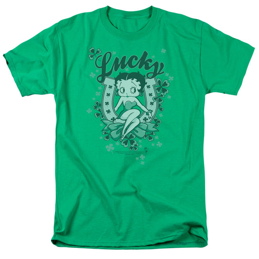Betty Boop - Lucky Boop - Short Sleeve Adult 18/1 - Kelly Green T-shirt