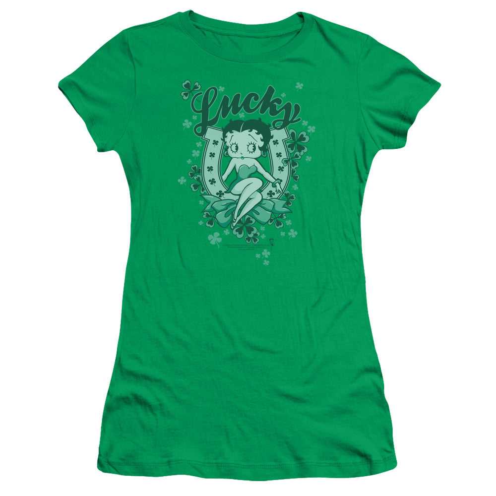 Betty Boop - Lucky Boop - Short Sleeve Junior Sheer - Kelly Green T-shirt